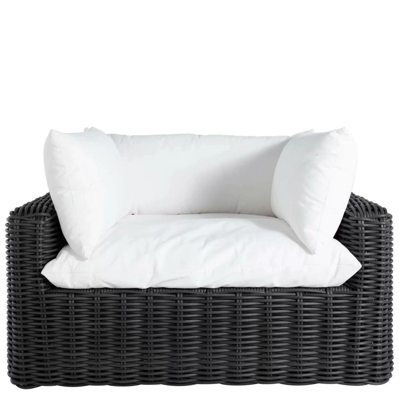 Montecito Woven N-Dura Resin Wicker Outdoor Lounge Chair - Onyx, Verona Mist, No