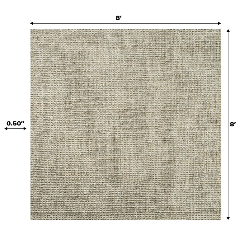 Pata Hand Woven Chunky Jute Gray Rug, Square 8'