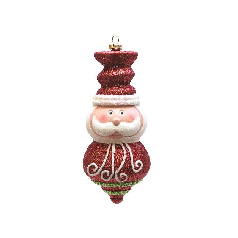 6.25" Merry & Bright Whimsical Santa Head with Festive Top Hat Shatterproof Christmas Ornament