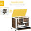 Lapin brun avec roulettes, bureau et table d'appoint, cage en bois imperméable pour petits lapins, conception portable et