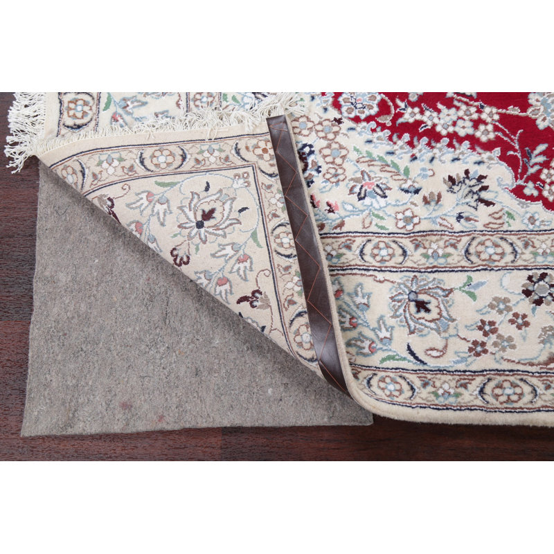 Tapis de zone en laine beige/rouge 6 pi 6 po x 9 pi nain noué la one-of-kind à la main Van Orden