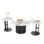 Ensemble de 3 tables basses, tables basses gigognes modernes avec plateau en faux marbre et pieds en métal, tables basses et tables d'appoint rondes avec design nervuré pour le salon, petit appartement