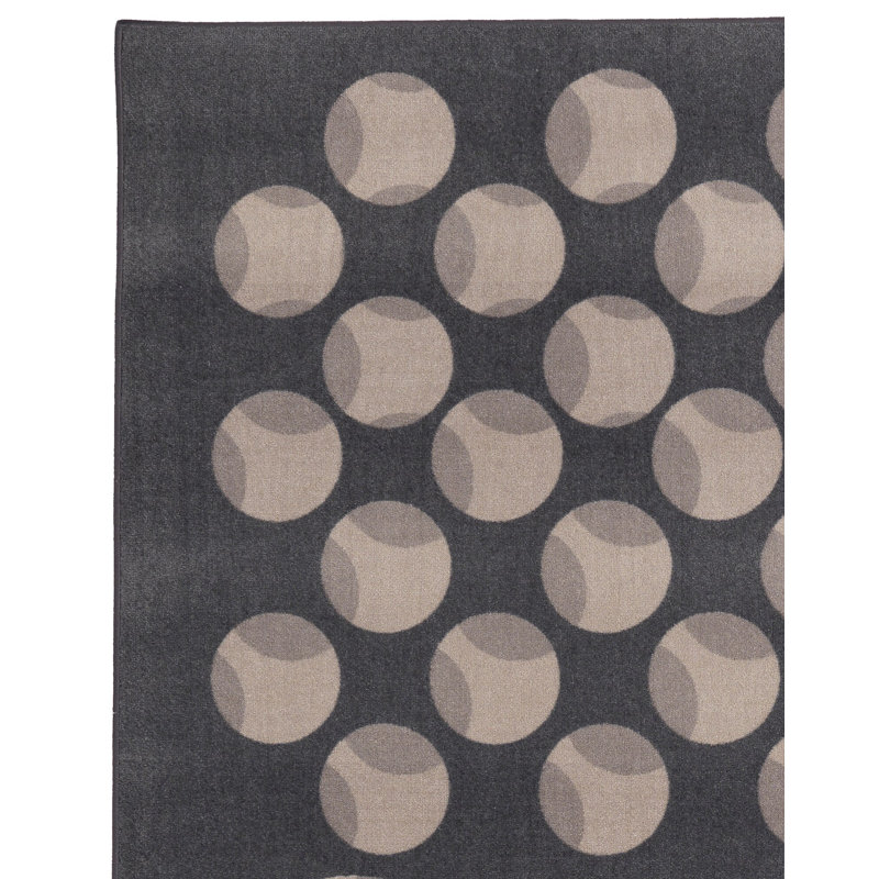 Polka Dots Area Rug in Dark Gray/Beige