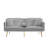 Grey Velvet Futon With Gold Legs, 3 Adjustable Settings For A Relaxing Time, 2 Side Pockets Storage, Foldable Cup Holder, Cozy Foam, Sinuous Spring Seat, Modern Pattern Convertible Bed And Legs --1140293095-1140293089