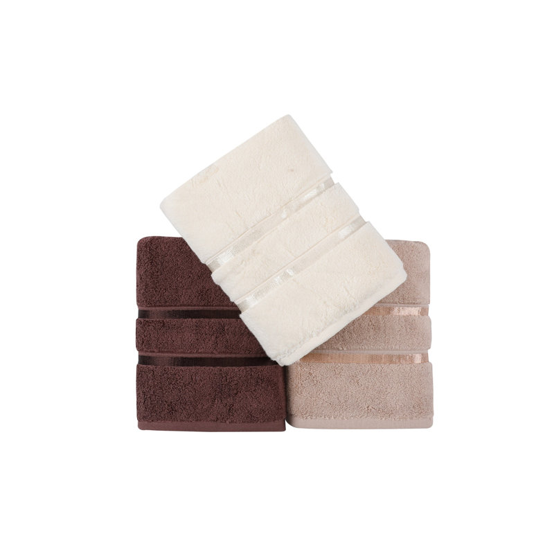 Ensemble de serviettes 3 pièces 100% coton, Brun