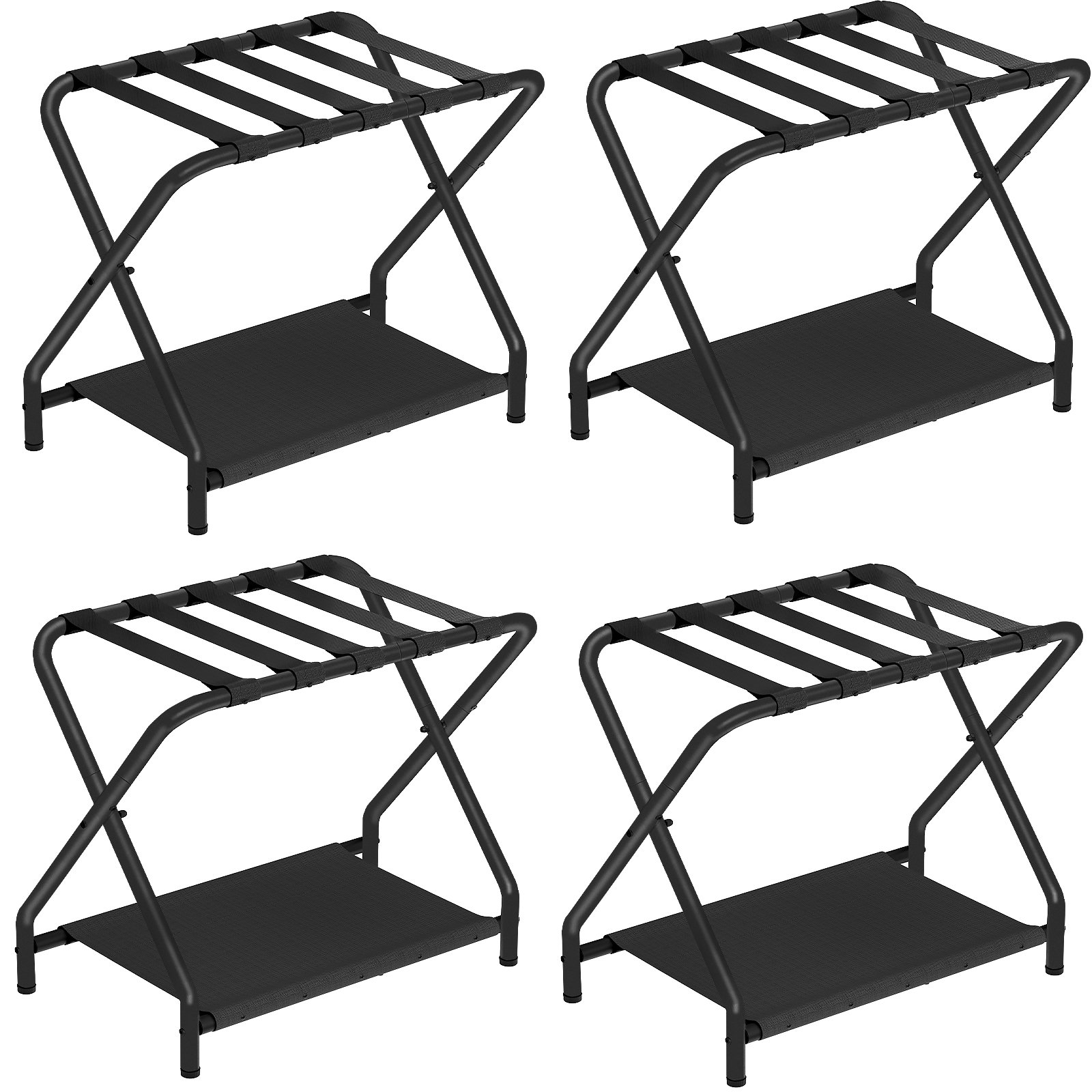 SONGMICS Luggage Racks Pack of 2 for Guest Room Folding Suitcase Stand for  Bedroom Gray