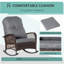 Chaise berçante d'extérieur en osier avec siège large Outsunny