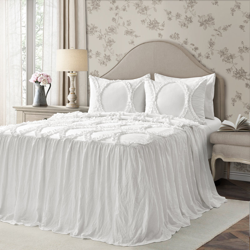 Riviera Microfiber 3 Piece Coverlet / Bedspread Set, Neutral, King Bedspread + 2 King Shams