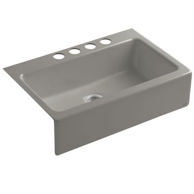 Dickinson 33" L x 22.1" W Apron-Front, Under-Mount Single-Bowl Kitchen Sink with 4 Oversize Faucet Holes