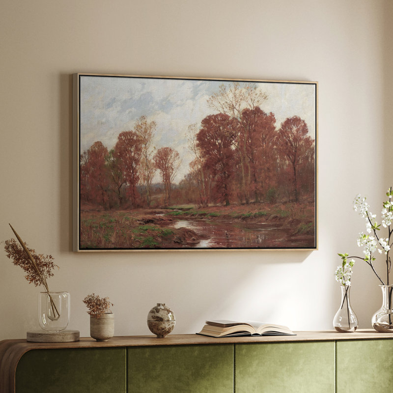 Paysage rétro - Cccxxxiv, Toile tendue, H 25 po x l 37 po x P 1,5 po