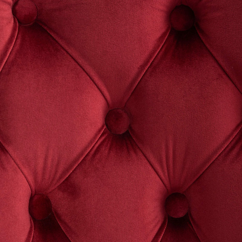 Chaises de salle à manger en velours capitonné à oreilles Amelia, Rouge, 6