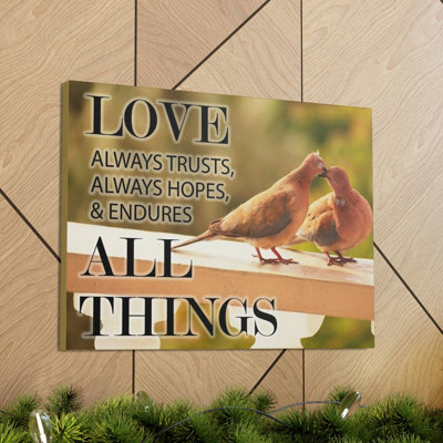 «Doves 1 Corinthians 13: 4», verset biblique sur toile, art mural chrétien
