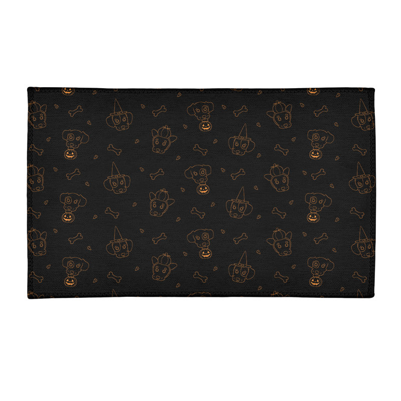 Tapis de zone noir/orange fait main, Rectangle 3 pi x 5 pi