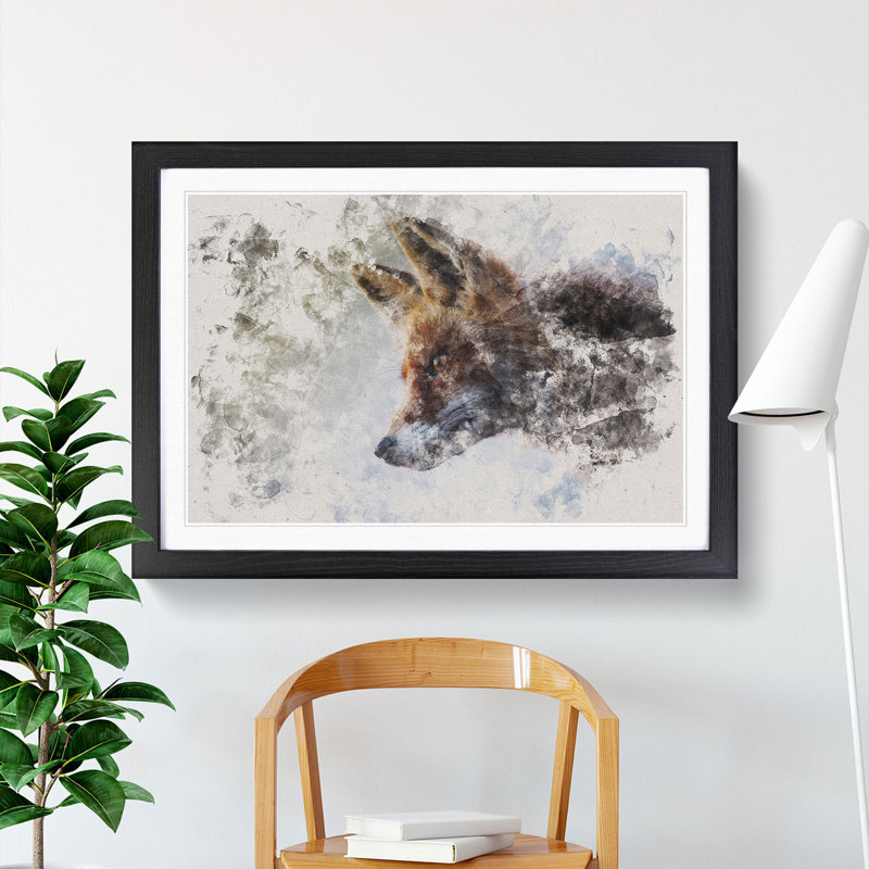 Red Fox Vol.5 - Picture Frame Painting, 48cm H x 65cm W x 2cm D, Black Framed