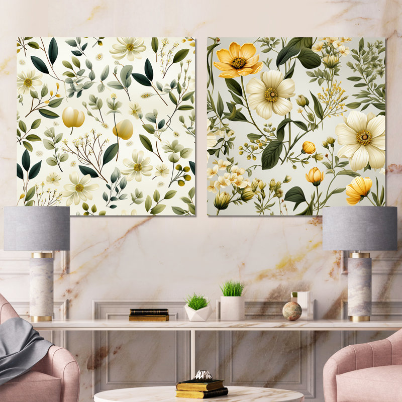 «Cheve - Abstract Botanicals», ensemble de 2 reproductions d'art sur toile, Toile tendue, H 16 po x l 33 po x P 1 po