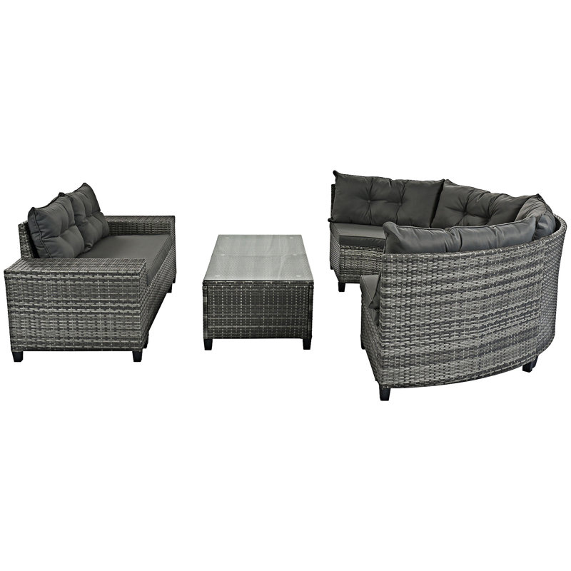 Ensemble de canapé modulaire en osier 8 pièces 8 pièces, Gris