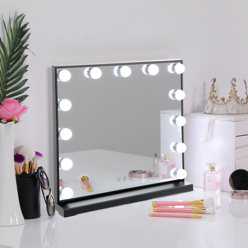 Rectangle LED Metal Mirror Adjustable Wall Mirror, 42cm H x 52cm W