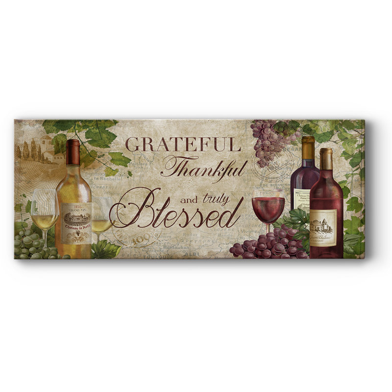 «Grateful Wine», toile tendue avec châssis, H 12 po x l 30 po x P 1,5 po