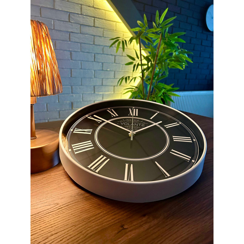 Elegant Decorative Wall Clock, 12 in Diameter, 1.8 in Thick | 100% Plastic Frame, Real Glass Cover | Classic White Color | Perfect for Home or Office Decor, Stylish Timekeeping & Easy to Read Design