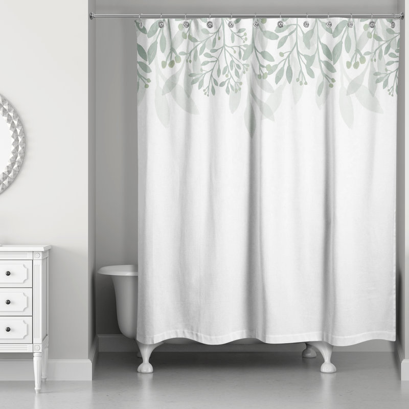 Floral Shower Curtain, Green/White