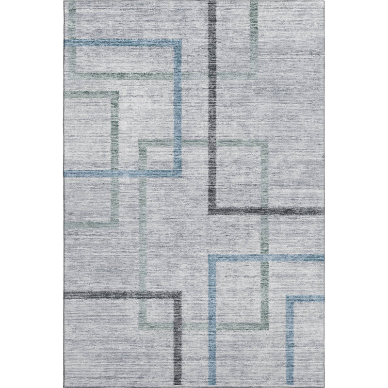 Premium Machine Washable Prisco Gray Rug, Rectangle 8' x 10'
