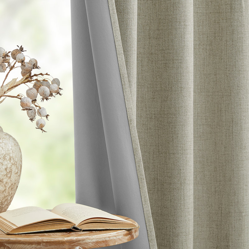 Leming 100% Polyester Burlap Blackout Curtains for Bedroom Grommets Curtains 2 Panels Set, Cappuccino, 52" W x 90" L