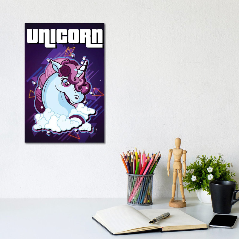 Unicorn Retro I by Gab Fernando - Wrapped Canvas Print, 20.32 cm H x 30.48 cm W