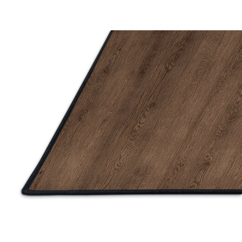 Machine Washable Solid Brown Area Rug, Round 3'