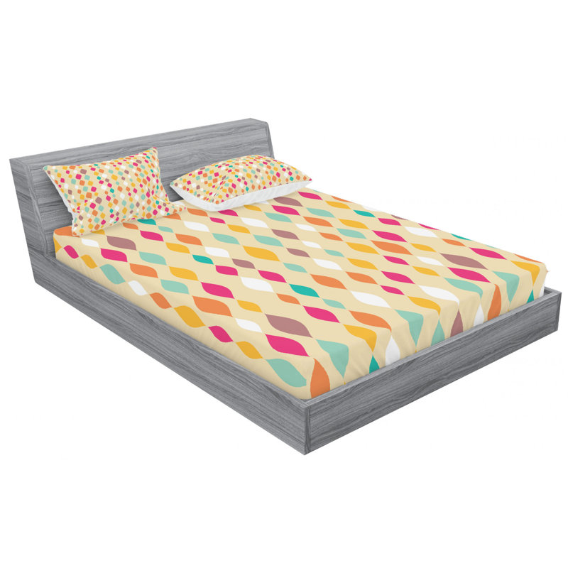 Microfiber Geometric Sheet Set, Full Sheet Set with Fitted Sheet