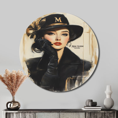 Maison Noire Muse - Décoration murale ronde tendance, imprimée sur métal