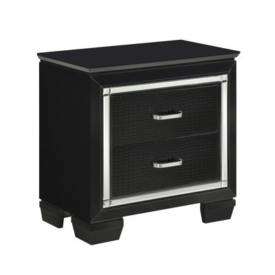 Glamourous 1Pc Table de chevet 2X Tiroirs à queue d'aronde Faux Alligator