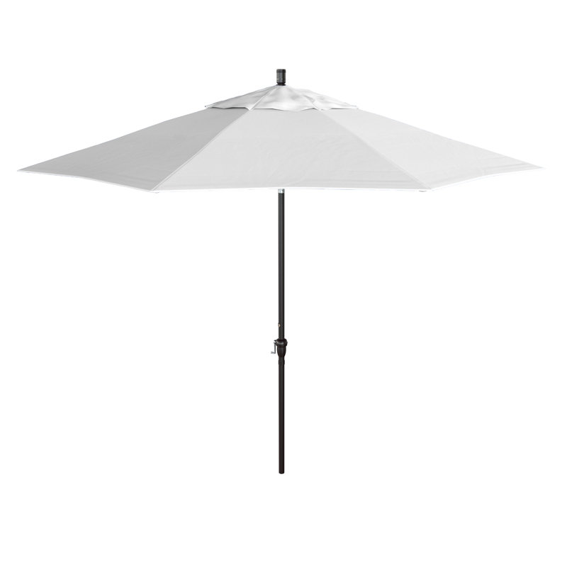 Parasol de patio 11 'en bronze avec inclinaison automatique et manivelle en Pacifica naturel, Naturel, Pacifique