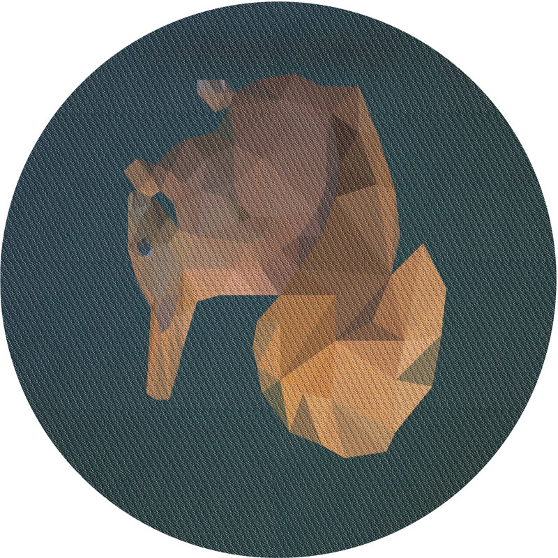 Tapis bleu marine/brun électrique métier, Rond 5 pi