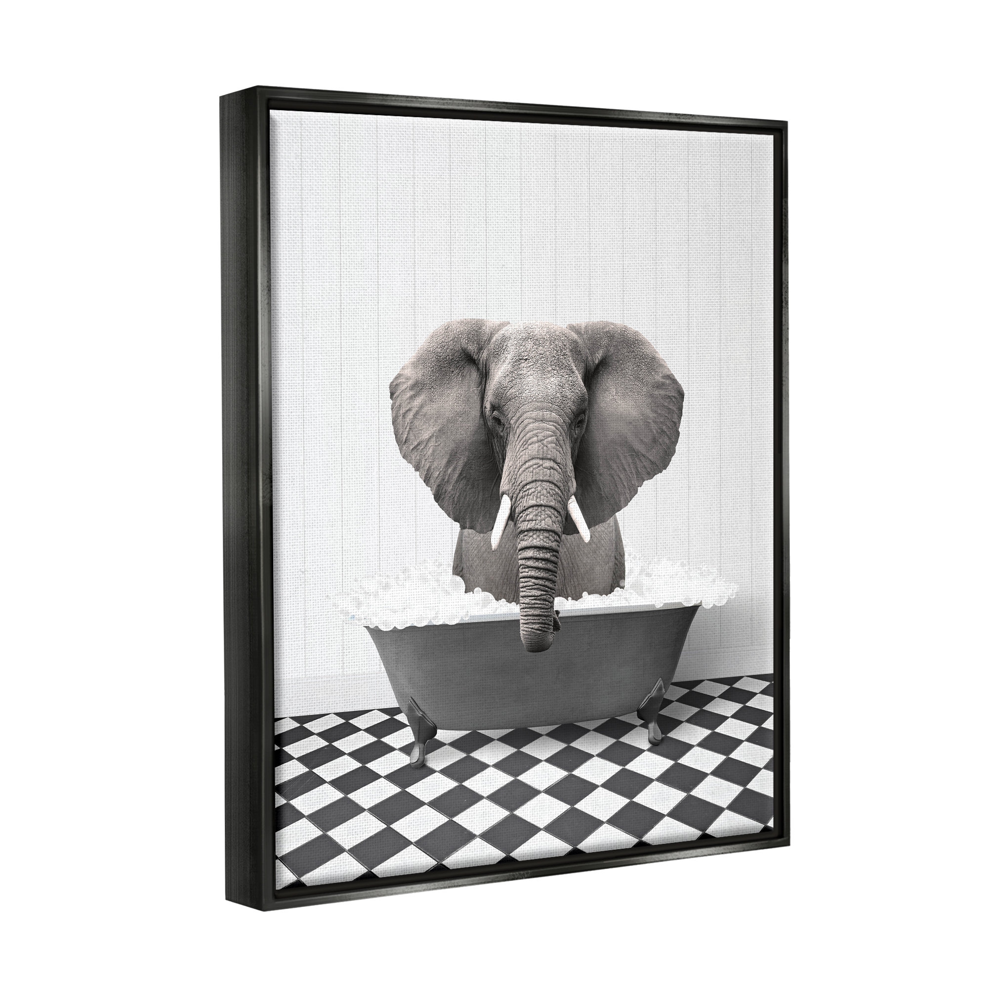 Trinx Elephant Bathing In Tub Framed Floater Canvas Wall Art Design By ...