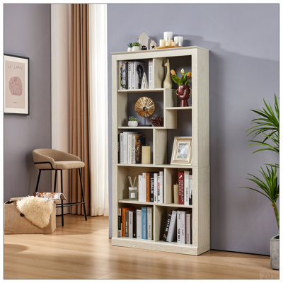 Bibliothèque ouverte en bois à combinaison libre, armoire de rangement multi-espaces, bibliothèque autoportante facile à assembler avec sangles anti-basculement, organisateur de rangement classifié pour le salon, la chambre et le bureau à domicile