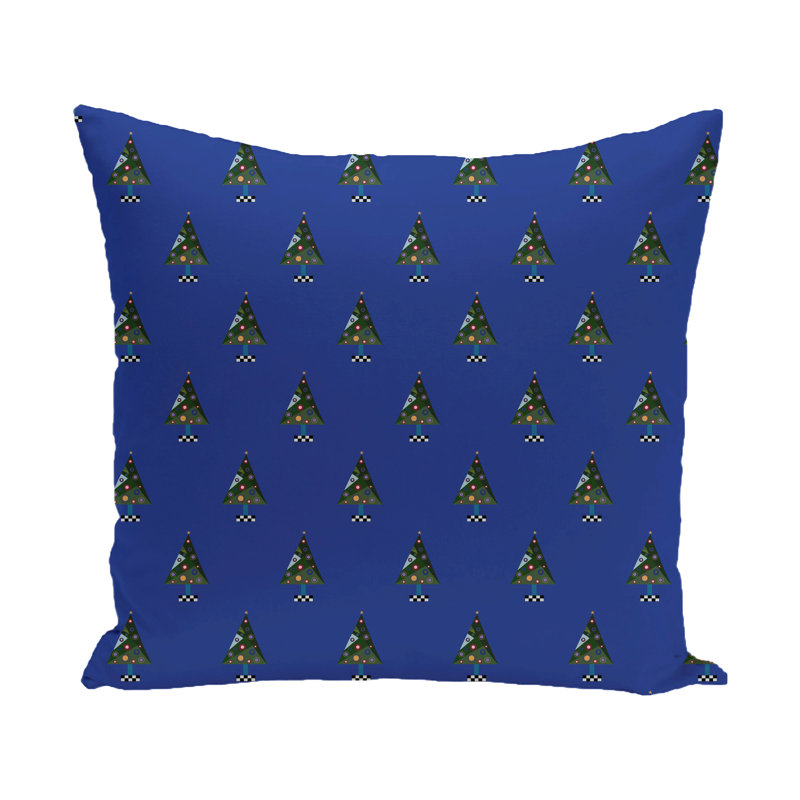 Housse de coussin décoratif carrée folle de noël, H 16 po x l 16 po, Bleu royal