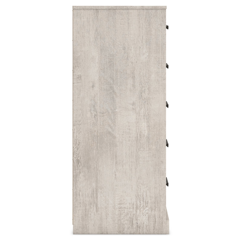 Gray Oak Grain 5-Drawer Farmhouse Dresser