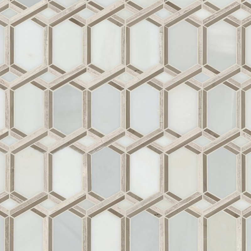 Crown Lattice Geometric 12 in. x 13 in. Polished Marble Mosaic Floor and Wall Tile