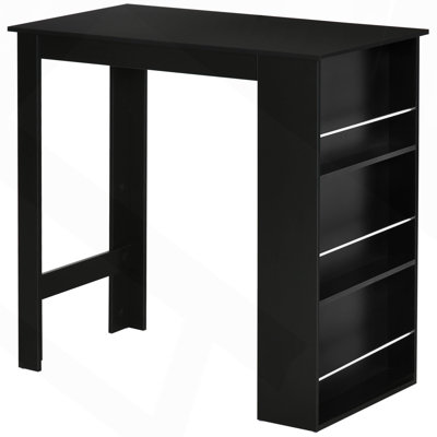 Modern Bar Table Counter Height Dining Table With 3 Storage Shelves For Kitchen, Dining Room, Living Room
