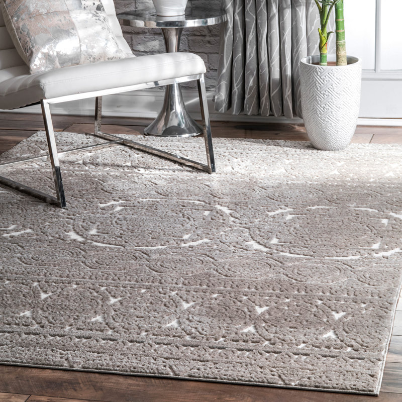 Tapis gris à motif géométrique Troutdale, Rectangle 4 pi x 6 pi