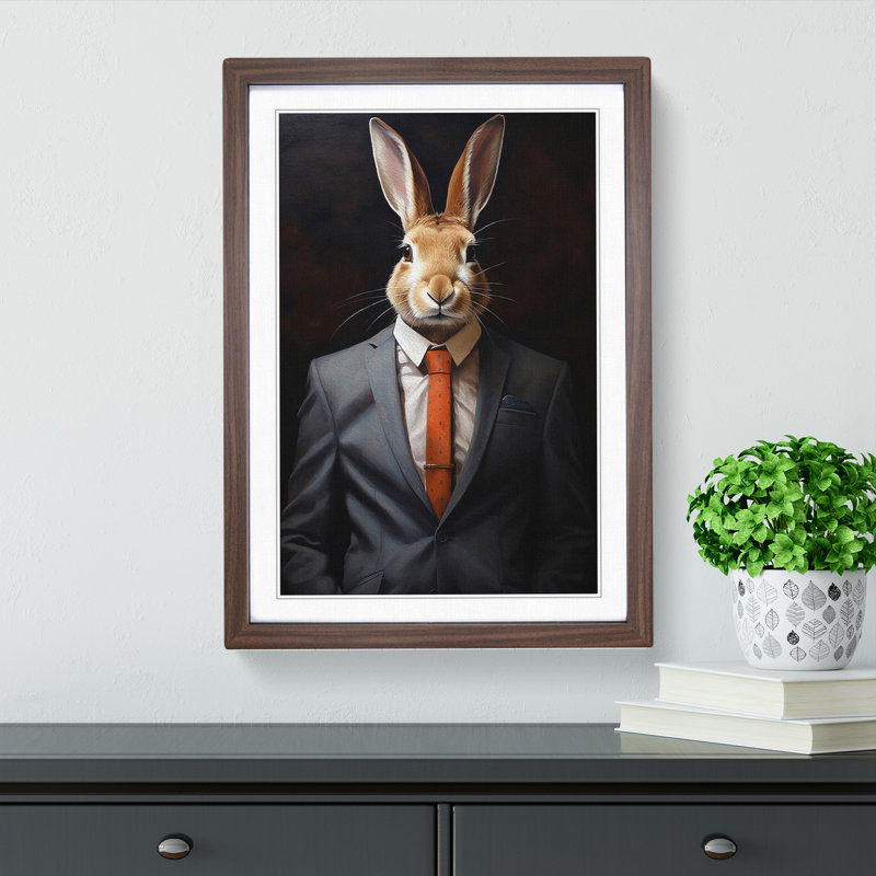 Rabbit in a Suit Painting No.2 - Framed Print, Walnut, 64cm H x 46cm W x 2cm D