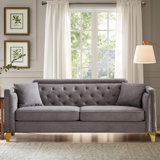 Mid Century Modern Couch, Vintage Couch with Tufted Buttons and Brads, 3 Seater Sofa for Living Room