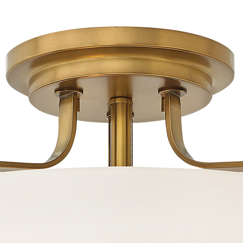 Harper Three Light 18" Retro Bowl Semi-Flush Mount Ceiling Light, Heritage Brass, Incandescent