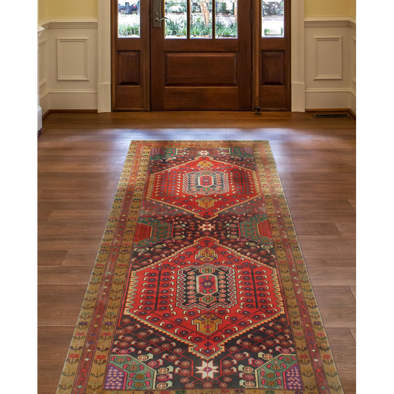 One-of-a-Kind 4'4" X 10'5" 1980s Runner Wool Area Rug in