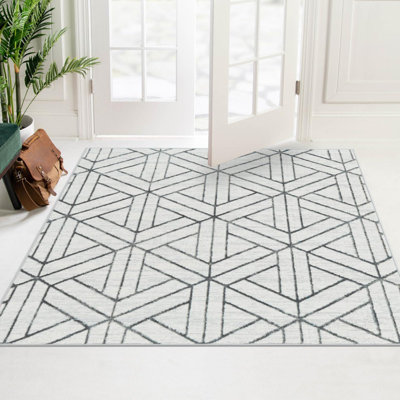 Rochele Geometric Polyester Ivory/Gray Area Rug