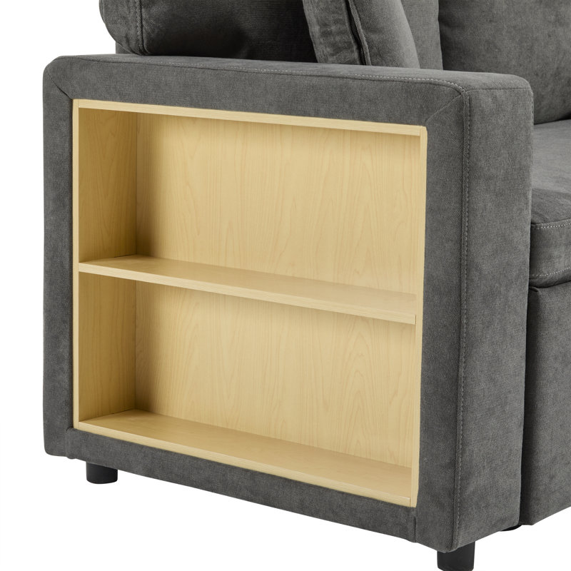 3 Seater Sectional, Gray Fabric