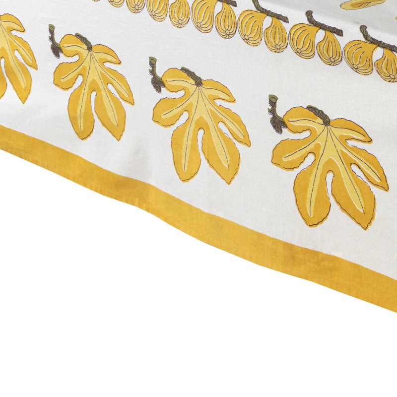 Debarata Tablecloth, 71" Square, Yellow/White