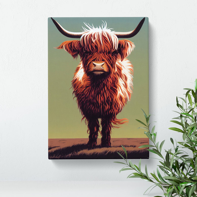 A Curious Highland Cow - Wrapped Canvas Print, 50cm H x 35cm W x 3cm D