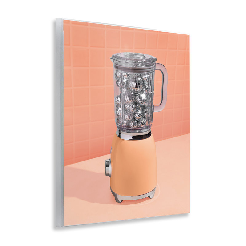 Plaque murale orange avec mélangeur disco rétro, design par Lish Creative