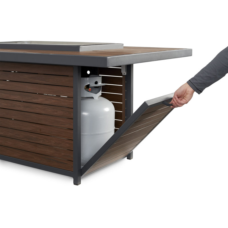Kenwood Rectangle Polyresin Smokeless Fire Pit Table with Hidden Fuel Tank